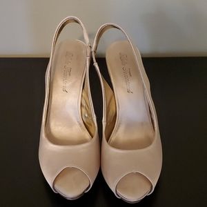 Champagne open toed heels
